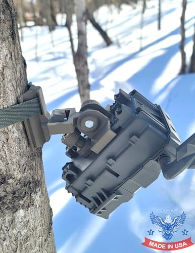 The ADK Edge Trail Camera Mount Compatible with Tactacam Reveal 2.0/3.0 / X/Ultra – Custom Designed, Tool-Less, Adjustable, Durable, 360° Leveling & 180° Tilt, Trail Camera Mounting Bracket