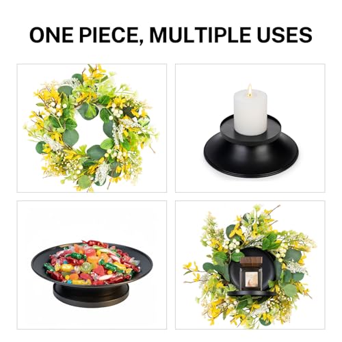 MOYEE Candle Holder Centerpieces for Tables,Candle Ring,Wreaths, Black Metal Candle Stick Paired Artificial Flowers 14 in Versatile Dining Table Centrepiece - color: Yellow Cross Wreath