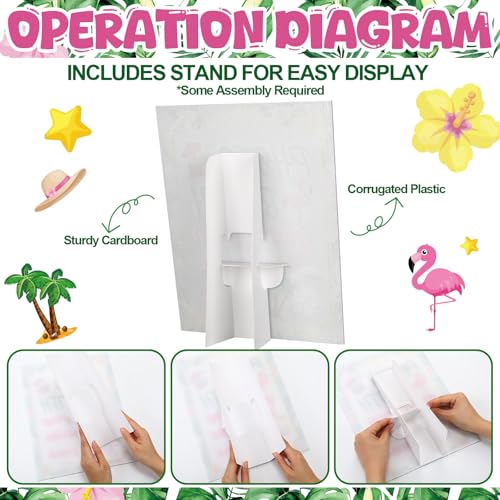 Briwooody Luau Summer Photo Booth Props with Stand Retro Background Table for Luau Hawaiian Summer Beach Indoor and Outdoor Party Theme Event Photography Props Desktop Decoration Supplies - style: Summer