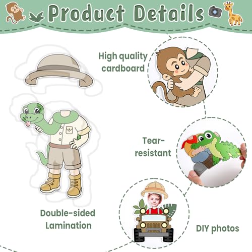 60pcs Jungle Safari Theme DIY Cutouts Jungle Animals Bulletin Board Decoration Set Forest Adventure Paper Cut-Outs Classroom Decor for Boy Girl DIY Photo Craft Kindergarten School Wall Door Supplies - style: Jungle Safari Animals