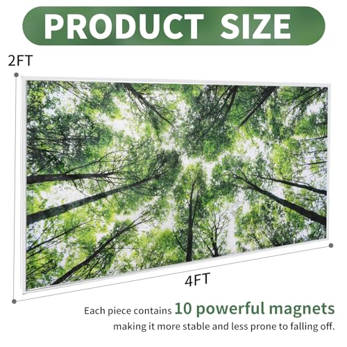 Torixqi 2pcs Fluorescent Light Covers - Light Covers for Ceiling Lights Classroom, Magnetic Light Filters for Office, Hospitals, Home 4 x 2 Feet (forest) - color: forest