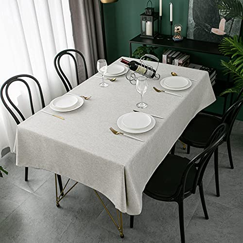 Qidordour Rectangle Tablecloth, 60 x 120 inch, Faux Linen Table Cloth, Water Resistant Spill-Proof Wipeable Polyester Dining Table Cover for Kitchen Restaurant Buffet Tabletop Decoration, Silver Grey - color: Silver Grey, size: 120" x 60" (Rectangular)
