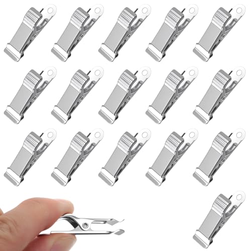 Metal Mini Clamps, 16 PCS Small Alligator Clips for Backdrop Mini Spring Clamps Silver Crocodile Alligator Clip Backdrop Clips for Office Paper Clothes Photos Curtains, Smooth Jaw, 5/16 inch Capacity