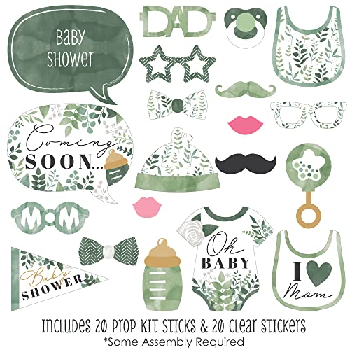Big Dot of Happiness Boho Botanical Baby Shower Photo Booth Props Kit - Premium 20-Piece Set with Sticks, DIY Party Decorations, Professional Studio Quality - color: Boho Botanical