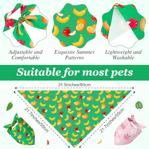 Abbylike 100 Pieces Summer Themed Dog Bandanas Bulk Hawaiian Dog Bandanas for Pets Triangle Kerchief Scarf Bibs Set for Summer Pets Dogs Party Costume Accessories, 25 Styles (31.5 x 21.7 x 21.7) - size: 31.5 X 21.7 X 21.7 Inch, style: Summer