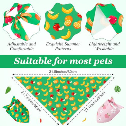 Abbylike 100 Pieces Summer Themed Dog Bandanas Bulk Hawaiian Dog Bandanas for Pets Triangle Kerchief Scarf Bibs Set for Summer Pets Dogs Party Costume Accessories, 25 Styles (31.5 x 21.7 x 21.7) - size: 31.5 X 21.7 X 21.7 Inch, style: Summer