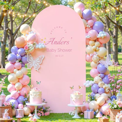 Pink Arch Cover 6ft Spandex Arch Backdrop Cover for Baby Shower Girls Birthday Party Wedding Balloon Arch Stand Cover Gender Reveal Strawberry Theme Photo Arch Covers Stretchy Backdrop Background - color: Pink, size: 6FT