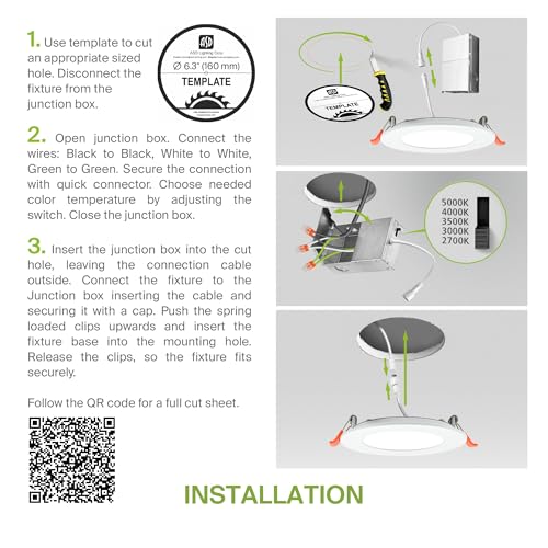 ASD 6 Pack LED Recessed Lighting 6 Inch 15W, 5 CCT 2700K-5000K CRI90+, IC Rated Ultra Thin Dimmable Ceiling Lights with J Box, Canless Wafer Downlight, Round Slim Panel Light, Energy Star ETL, White - color: White, size: 6 Inch 6 Pack