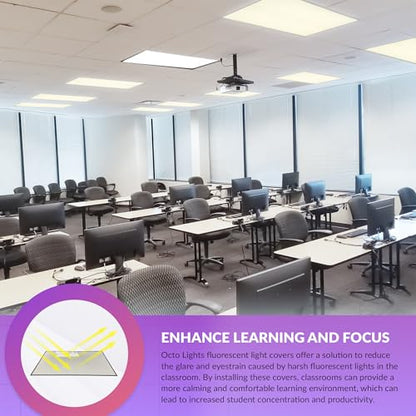 OCTO LIGHTS Fluorescent Light Covers for Ceiling Lights Classroom 2x4, Magnetic Light Covers Beige Ceiling Light Cover Panel for Classrooms, Offices and Healthcare - Improve Focus & Reduce Eyestrain - color: Light Beige