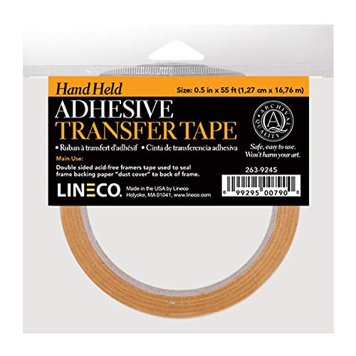 Lineco, Reverse Wound Acid Free 2 mil Adesive Transfer Hand Held ATG Tape. Used in Picture Framing, Mounting of Materials Such as Paper, Wood, Plastics, and Metals - color: 1 Pack