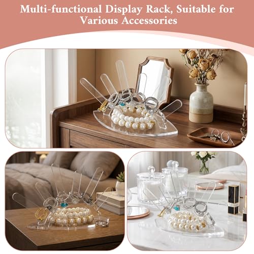 Acrylic Ring Holder For Women - 6 Rods Transparent Ring Display Stand - Jewelry Wedding Rings Organizer For Women Girls Room