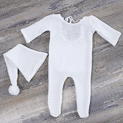 Zeroest Newborn Photography Props Boy Outfits Baby Photo Props Outfit Newborn Boy Photo Shoot Hat Set (Cream) - color: Cream