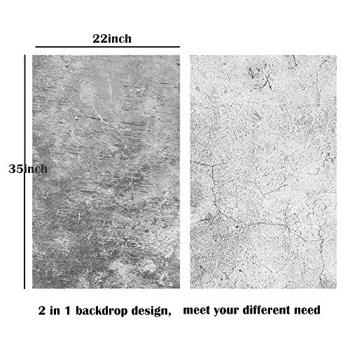 Meking 22x35inch Wood Concrete Backdrop Food Flat Lay Photography Backdrops Paper 2-in-1 Texture Backgrounds for Blogger YouTube Tabletop Product Studio Photo Shoot Props, 3 Pack - color: Set D
