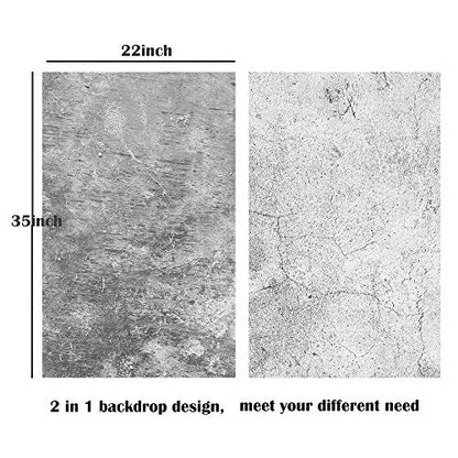 Meking 22x35inch Wood Concrete Backdrop Food Flat Lay Photography Backdrops Paper 2-in-1 Texture Backgrounds for Blogger YouTube Tabletop Product Studio Photo Shoot Props, 3 Pack - color: Set D