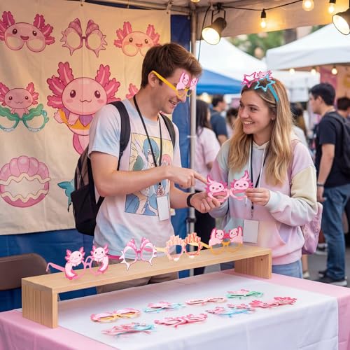 Pajean 36 Pcs Axolotl Party Decorations Eyeglasses Pink Axolotl Themed Paper Glasses Decor Salamander Photo Booth Props Frame for Birthday Pink Baby Shower Salamander Party Decoration Gift - style: Axolotl