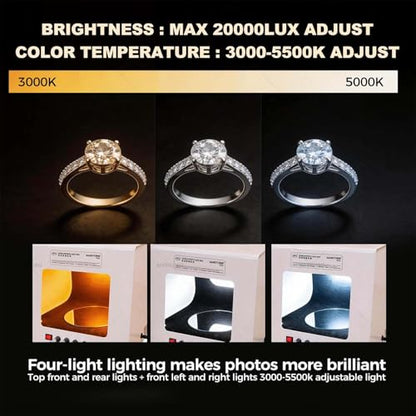 Photo Studio Light Box, Rotating Photography Tent Kit - 3000-5500k Dimmable Lighting | Supports Both Hanging +Flat-Lay Jewelry Shots Customizable Speed & Color Temperature(TB20) - size: TB20