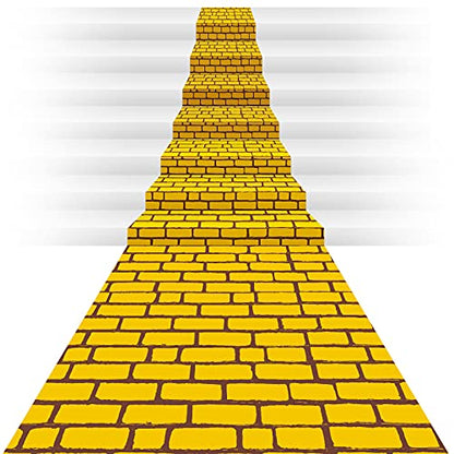 Chuangdi 1 Piece 4.5 x 9 Feet Yellow Brick Costume Wizard Backdrop Princess Decorations Decal Wall Backdrop Brick Wallpaper for Halloween Wizard Princess Cosplay Decorations Supplies
