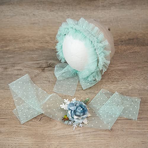 Zeroest Newborn Photography Prop Outfits Girl Lace Outfit Set Baby Girl Photo Shoot Infant Princess Photos - color: Light Green