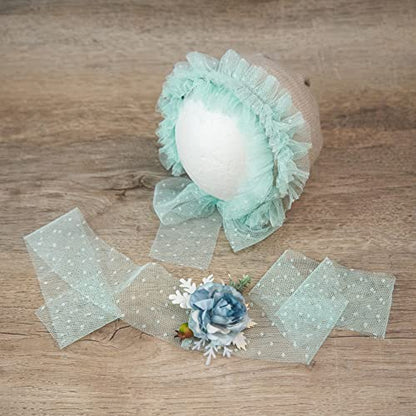 Zeroest Newborn Photography Prop Outfits Girl Lace Outfit Set Baby Girl Photo Shoot Infant Princess Photos - color: Light Green