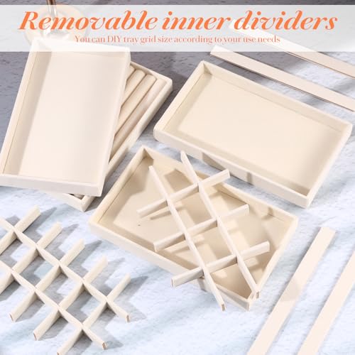 9 Pcs Stackable Jewelry Organizer Trays Velvet Jewelry Organizer for Drawer Adjustable Earring Necklace Ring Bracelet Display Storage Case, Beige