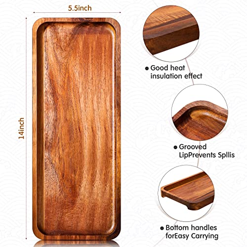 Roowest 5 Pack Solid Acacia Wood Serving Trays for Laser Engraving Rectangular Wooden Board for Food Appetizer Serving Tray Plates for Vegetables Fruit Cheese Housewarming Gifts(14 x 5.5 Inch) - size: 14 x 5.5 Inch