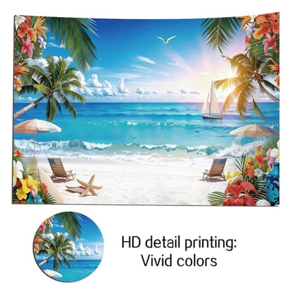 Summer Tropical Seaside Beach Holiday Birthday Wedding Theme Party Photography Background Beautiful Landscape Photo Backdrop Banner Travel and Surf Decorations Studio Props 6x4ft