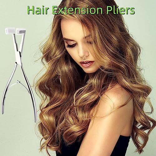 Hair Extensions Tools Kit, Professional Tape in Hair Sealing Pliers Flat Surface Hair Extension Plier Tools with Double Sided Replacement Adhesive Tape Tabs -Silvery
