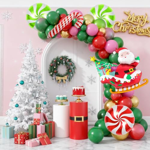 Biapian Christmas Balloons Decorations, Large Santa Claus Balloons Foil Red Green Windmill Candy Cane Balloon Helium for s Christmas Baby Shower Holiday Xmas New Year Birthday Party Decorations - style: Santa Claus