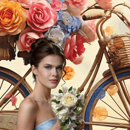 Flower Bicycle Backdrop Background for Photography 5x7ft Photobooth Professional Photo Backdrop Curtains Video Photography Studio Photo Backgrounds Banner BoothScreen Parties - color: Flower Bicycle
