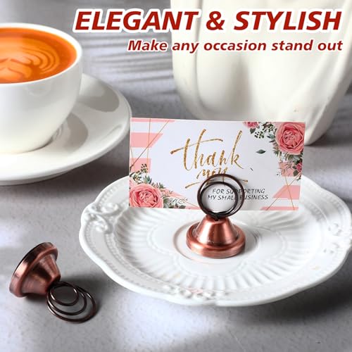 Fulmoon 24 Pcs Mini Table Number Holders Place Card Holders 1.5 Inch Steel Table Sign Stands for Wedding Graduation Reception Restaurant Home Photo Picture Office Memo (Red Bronze) - color: Red Bronze