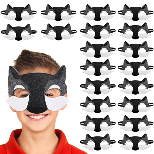 Felt Wolf Masks Half Face: 20pcs 7.86X3.93X0.12in Animal Mask Dress-up for Carnival Party Halloween Performance Photography Props