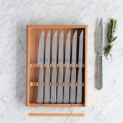 ZWILLING Porterhouse 8-pc Stainless Steel Steak Knife Set With Wood Presentation Box - color: Stainless Steel, size: 5"