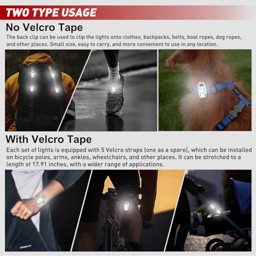 Nilight LED Safety Light 4PCS White Marine Navigation Bike Tail Lights Three Modes Waterproof Reflective Gear Clip On Flash Strobe Indicator Lamp for Night Boating Fishing Cycling Jogging - color: 3LED Safety Light-White