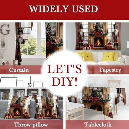 Mocsicka Merry Christmas Backdrop Nutcracker Soldier Christmas Fireplace Party Decorations Banner Xmas Tree Backrgound for Photography Photo Booth Props (Red, 8x6ft(96"x72")) - size: 8x6ft(96"x72")