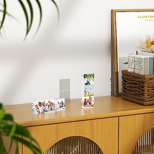 AITEE 2x6 Acrylic Picture Frames 3 Pack, 20% Thicker Block, Clear Picture Frames Freestanding Double Sided Magnetic Acrylic Lucite Frameless Transparent Square Frame Gift for Desktop Display - size: 2x6