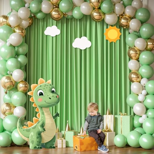 Sage Green Backdrop Curtain 4 Panels-Wrinkle-Free Green Curtains Polyester Photography Drapes for Baby Shower Birthday Party Photo Background Backdrop Stand- 16 X10FT (Sage Green) - color: Sage Green, size: W4' x H10'(4 panels)