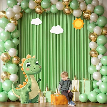 Sage Green Backdrop Curtain 4 Panels-Wrinkle-Free Green Curtains Polyester Photography Drapes for Baby Shower Birthday Party Photo Background Backdrop Stand- 16 X10FT (Sage Green) - color: Sage Green, size: W4' x H10'(4 panels)