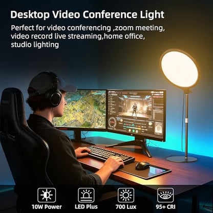 10.5" Desk Ring Light with Stand 10-Level Dimmable LED Key Light with Phone Holder, Stable Zoom Lighting for Computer Video Calls Conference Recording Streaming Home Office Podcast Photography