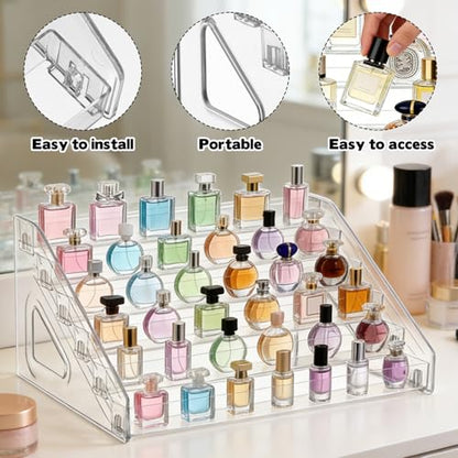2 Pack 6 Tier Perfume Organizer Stand, Versatile Acrylic Perfume Organizer Holder Display Stand Storage Tray for Figures Makeup Nail Polish Graded Cards Organization