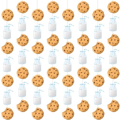 Xinnun Cookie Milk Party Decorations Chocolate Chip Cookie Milk Garlands Banners Cutouts Ribbon Streamers for Scout Street Theme Birthday Baby Shower Party Decorations Supplies - style: Cookie Milk