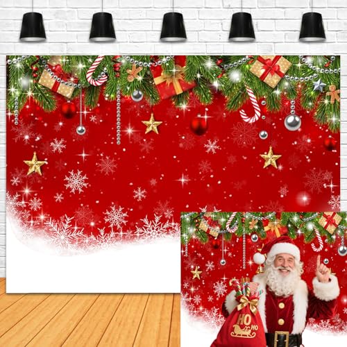 Mocsicka 7x5ft Christmas Backdrop Xmas Party Decorations for Family Holiday Photo Booth Props Snowflake Christmas Background Holiday Party Photo Prop Supplies - size: 7x5ft