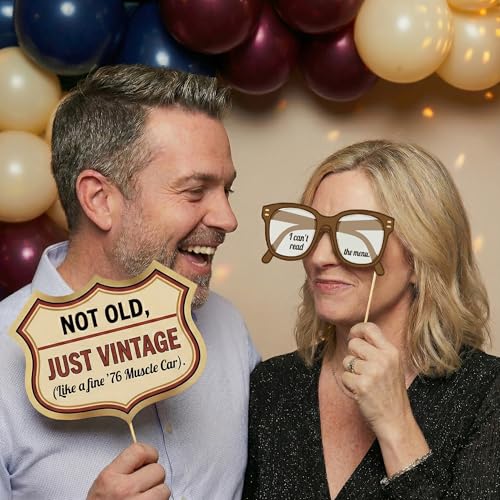 50th Birthday Photo Booth Props (20 Pcs) - 1976 Bicentennial Theme Decorations - Funny Retro 70s & Patriotic Party Supplies - Birthday Favors for Men & Women Turning 50 in 2026