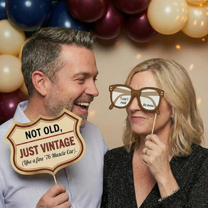50th Birthday Photo Booth Props (20 Pcs) - 1976 Bicentennial Theme Decorations - Funny Retro 70s & Patriotic Party Supplies - Birthday Favors for Men & Women Turning 50 in 2026