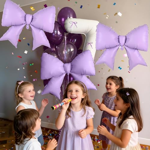 38 Inch Purple Bow Foil Balloons, Giant Light Purple Mylar Bow Shaped Balloons for Girls Women Coquette Lavender Birthday Baby Shower Wedding Bridal Shower Engagement Bachelorette Party Decorations - color: Light Purple, size: 38inch