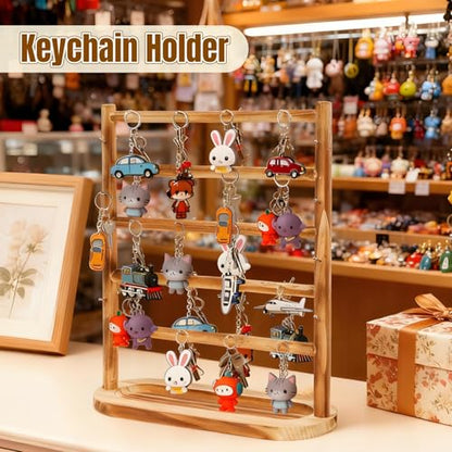 Earring Display Stands for Selling, 5 Tier Wooden Jewelry Display Rack with 56 Hooks for Vendors, Two-Sided Desktop Jewelry Towers Earring Cards Organizer for Bracelets, Rings
