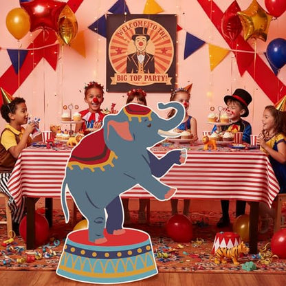 Colingmill Carnival Circus Party Decoration 3ft Circus Theme Birthday Party Supplies Elephant Show Cardboard Cutout Standup Photo Booth Backdrop Props Life Size for Birthday Carnival Weddings - style: Elephant Show