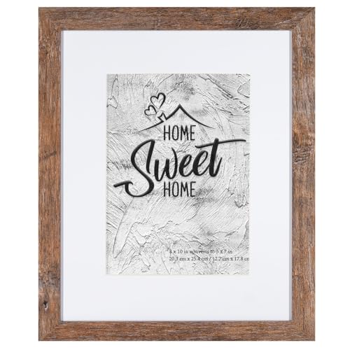 Califortree 8x10 Picture Frames - 5x7 Mat Included, Plexiglass, Wall/Tabletop Use, Rustic Brown - size: 8x10