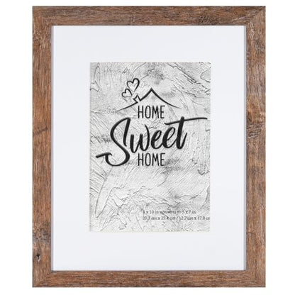 Califortree 8x10 Picture Frames - 5x7 Mat Included, Plexiglass, Wall/Tabletop Use, Rustic Brown - size: 8x10