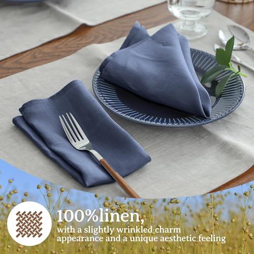 Simple&Opulence Linen Napkins Set of 6 – 100% Pure Linen Napkins for Spring, Easter, Mothers Day,Wedding, Party, Everyday Use Machine Washable and Reusable 14" x 14" Classic Blue - color: Classic Blue, size: napkin(14"×14")