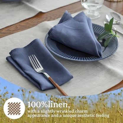 Simple&Opulence Linen Napkins Set of 6 – 100% Pure Linen Napkins for Spring, Easter, Mothers Day,Wedding, Party, Everyday Use Machine Washable and Reusable 14" x 14" Classic Blue - color: Classic Blue, size: napkin(14"×14")